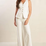 LILY PETAL WHITE WOVEN PANTS
