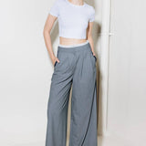 SMILE BRIGHT IN GREY WOVEN PANTS