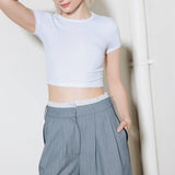 SMILE BRIGHT IN GREY WOVEN PANTS