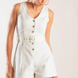 TAKE THE LEAD WHITE WOVEN ROMPER