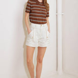 SIMPLY MINE CREAM WOVEN SHORT