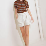 SIMPLY MINE CREAM WOVEN SHORT