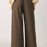 BISTRO BROWN WOVEN WIDE LEG PANT