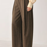 BISTRO BROWN WOVEN WIDE LEG PANT