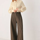 BISTRO BROWN WOVEN WIDE LEG PANT