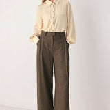 BISTRO BROWN WOVEN WIDE LEG PANT