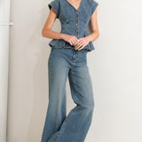NO SECOND THOUGHT WASHED DENIM PANTS