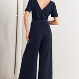 FOREVER FLATTERING NAVY WOVEN JUMPSUIT