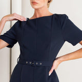 FOREVER FLATTERING NAVY WOVEN JUMPSUIT