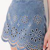[PREORDER] FLORAL LOVE DENIM SKORT