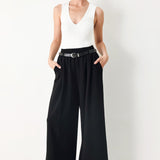 BLACK TIE PALAZZO WIDE LEG PANTS