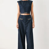 YACHT CLUB WOVEN WIDE LEG PANTS