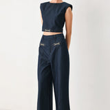 YACHT CLUB WOVEN WIDE LEG PANTS