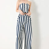 NAVY BLOSSOM WOVEN PANTS