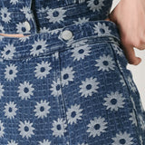 SWEET DAISY WOVEN JACQUARD DENIM SKORT