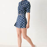 SWEET DAISY WOVEN JACQUARD DENIM SKORT