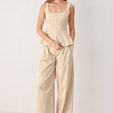 PARCHMENT RELAXED-FIT WOVEN PANTS