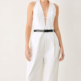 PRETTY MOMENT HALTER WOVEN JUMPSUIT