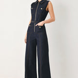 SLEEVELESS WORKWEAR DENIM JUMPSUIT