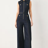 SLEEVELESS WORKWEAR DENIM JUMPSUIT