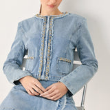 SKYWARD LINKED DENIM CROP SKORT