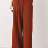 AUTUMN RUST FLOWY WIDE LEG WOVEN PANTS