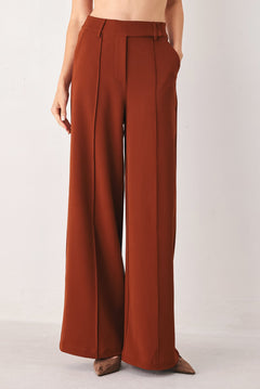 Flying Tomato Autumn Rust Flowy Wide Leg Woven Pants