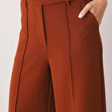 AUTUMN RUST FLOWY WIDE LEG WOVEN PANTS