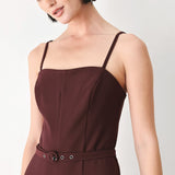 BURGUNDY MODERN MUSE WOVEN JUMPSUIT