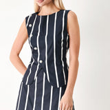DARK RHYTHM STRIPE WOVEN SKORT