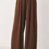 CANYON BROWN ELASTIC WAIST WOVEN PANTS