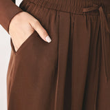 CANYON BROWN ELASTIC WAIST WOVEN PANTS