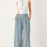 PORTSIDE STRIPE WOVEN WIDE LEG PANTS