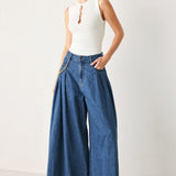 STATEMENT BLUE WIDE LEG DENIM PANTS