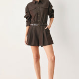 RICH COCOA WOVEN ROMPER