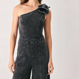 GRAPHITE PETAL EDGE DENIM JUMPSUIT