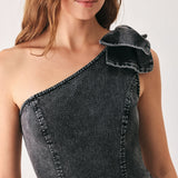 GRAPHITE PETAL EDGE DENIM JUMPSUIT