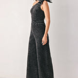 GRAPHITE PETAL EDGE DENIM JUMPSUIT