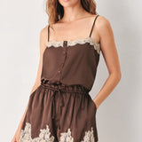 VINTAGE MOCHA WOVEN ROMPER