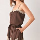 VINTAGE MOCHA WOVEN ROMPER