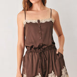 VINTAGE MOCHA WOVEN ROMPER