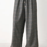 OFF THE CLOCK PLAID DRAWSTRING WIDE LEG PANTS
