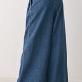 BLUE ECHO PLEATED DENIM WIDE LEG PANTS