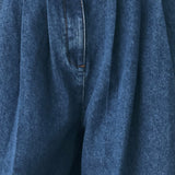 BLUE ECHO PLEATED DENIM WIDE LEG PANTS