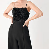 ROSE ALL NIGHT ROSETTE WIDE LEG JUMPSUIT