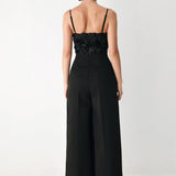 ROSE ALL NIGHT ROSETTE WIDE LEG JUMPSUIT