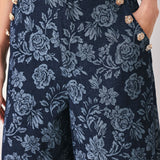 MIDNIGHT ROSE JACQUARD DENIM PANTS