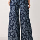 MIDNIGHT ROSE JACQUARD DENIM PANTS