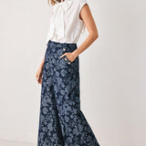 MIDNIGHT ROSE JACQUARD DENIM PANTS
