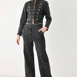 CITY LIMITS BLACK DENIM WIDE LEG PANTS